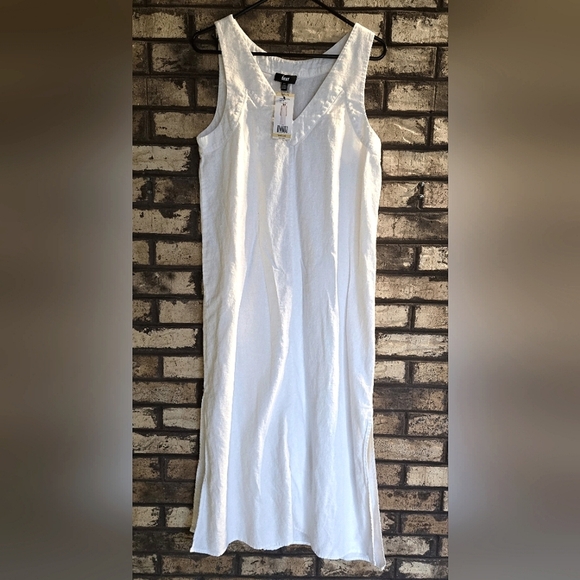 C - Nwt DKNY white linen midi length dress - Picture 1 of 5